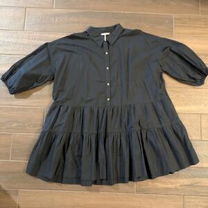 Free People Misha Mini Black Women's Tiered Button-Up Dress